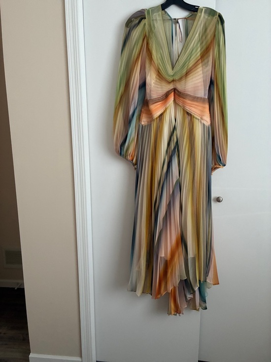 Acler Dresses & Skirts - Acler Striped Pleated Maxi Dress in Green, Peach and Blue Tones